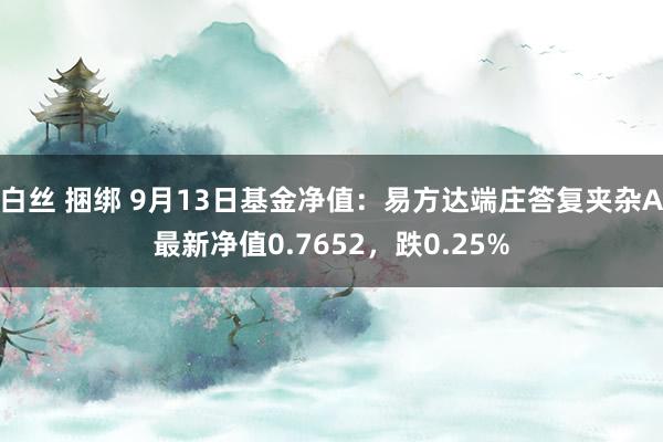 白丝 捆绑 9月13日基金净值：易方达端庄答复夹杂A最新净值0.7652，跌0.25%